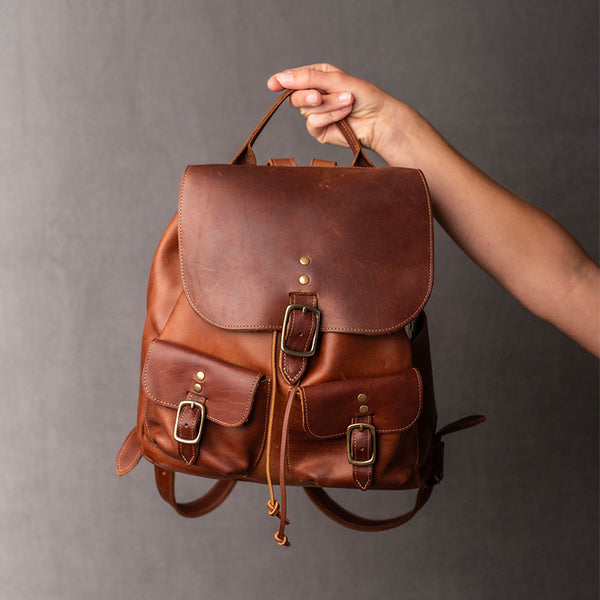 Leather backpack bag best sale