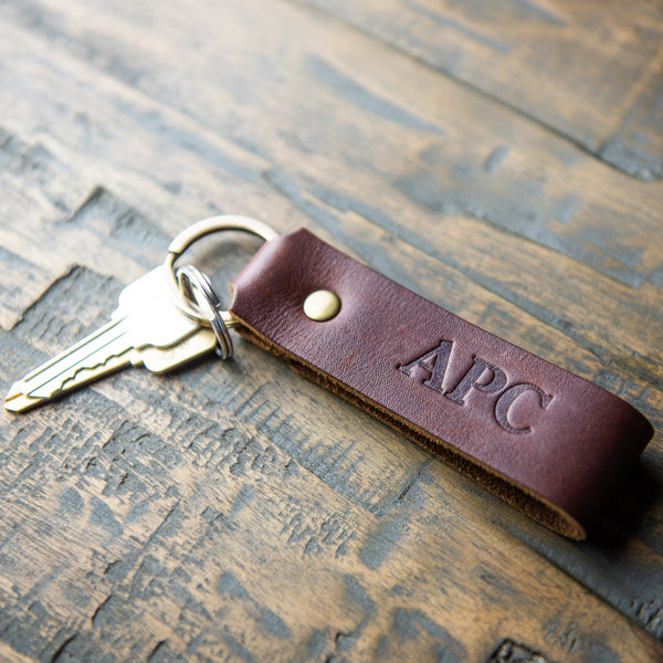 Custom Keychains - Engraved Leather Teardrop Keychain
