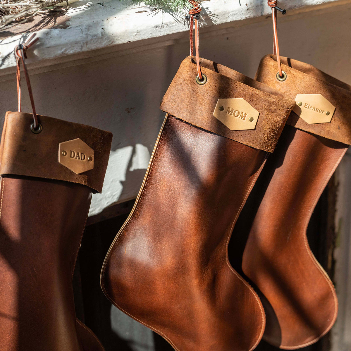 Personalized Fine Leather Christmas Stocking