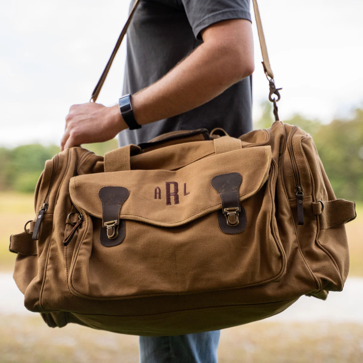 Personalized Canvas Weekender Travel Duffle Bag - Gifts for Groomsmen