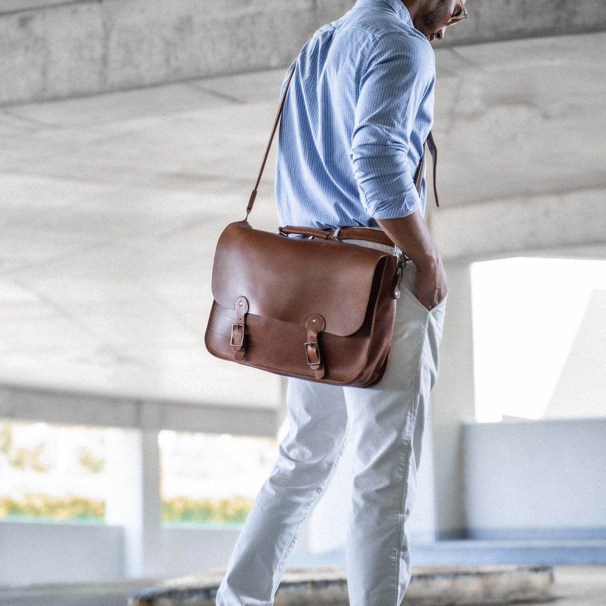 TWENTY FOUR Checkered Mens Travel Shoulder bag Messenger Bag