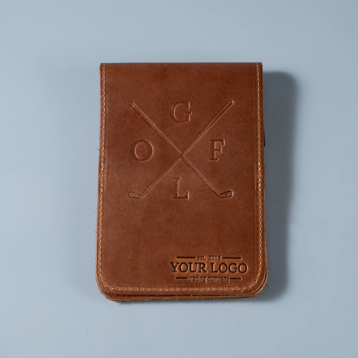 Your Logo + Our Leather - Fine Leather Golf Scorecard Holder and Logbook - Custom Logo and Corporate Gifting