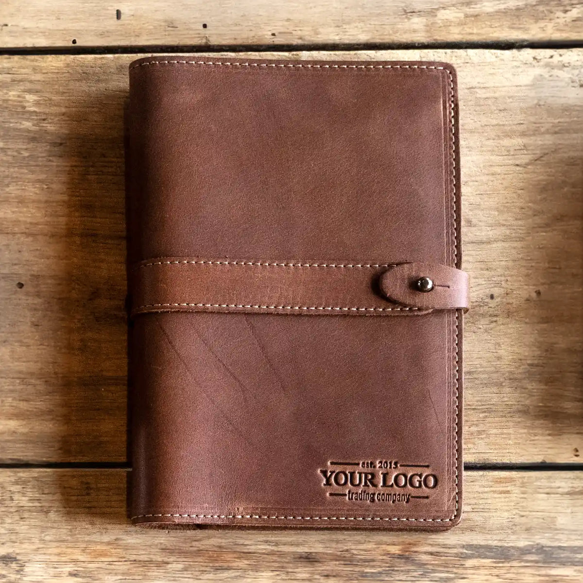 Your Logo + Our Leather - The Inventor Fine Leather A5 Moleskine Journal Diary - Custom Logo and Corporate Gifting