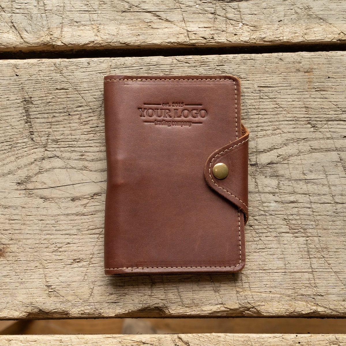 Your Logo + Our Leather - The Logbook Fine Leather Field Notes Moleskine Wallet Pocketbook Cover - Custom Logo and Corporate Gifitng
