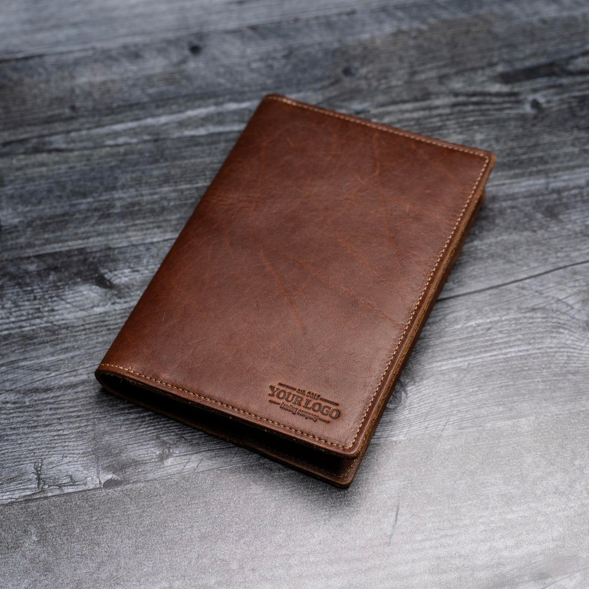 Your Logo + Our Leather - The Scholar - Personalized Leather Journal Cover - Custom Logo and Corporate Gifting