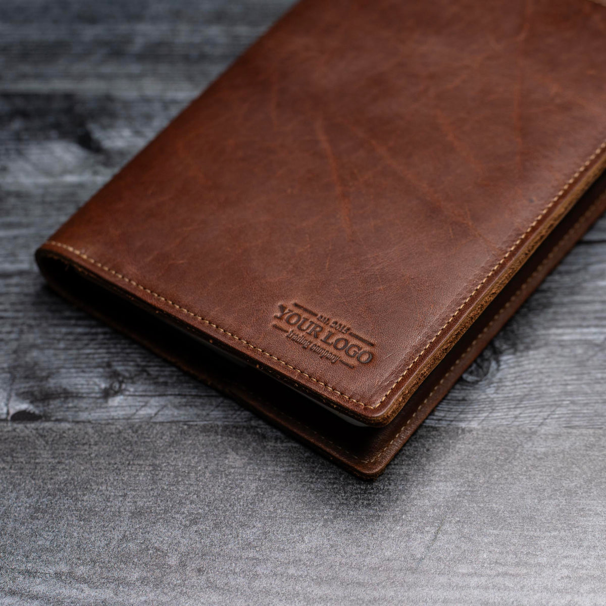 Your Logo + Our Leather - The Scholar - Personalized Leather Journal Cover - Custom Logo and Corporate Gifting