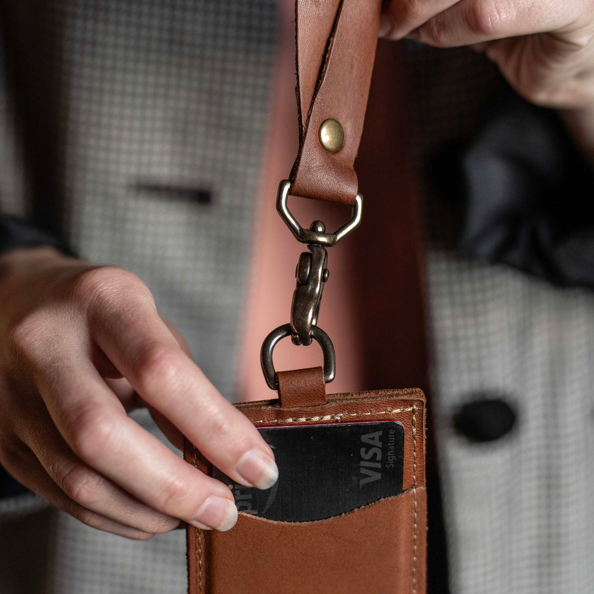 Your Logo + Our Leather - The Navigator ID Badge Holder for Lanyards