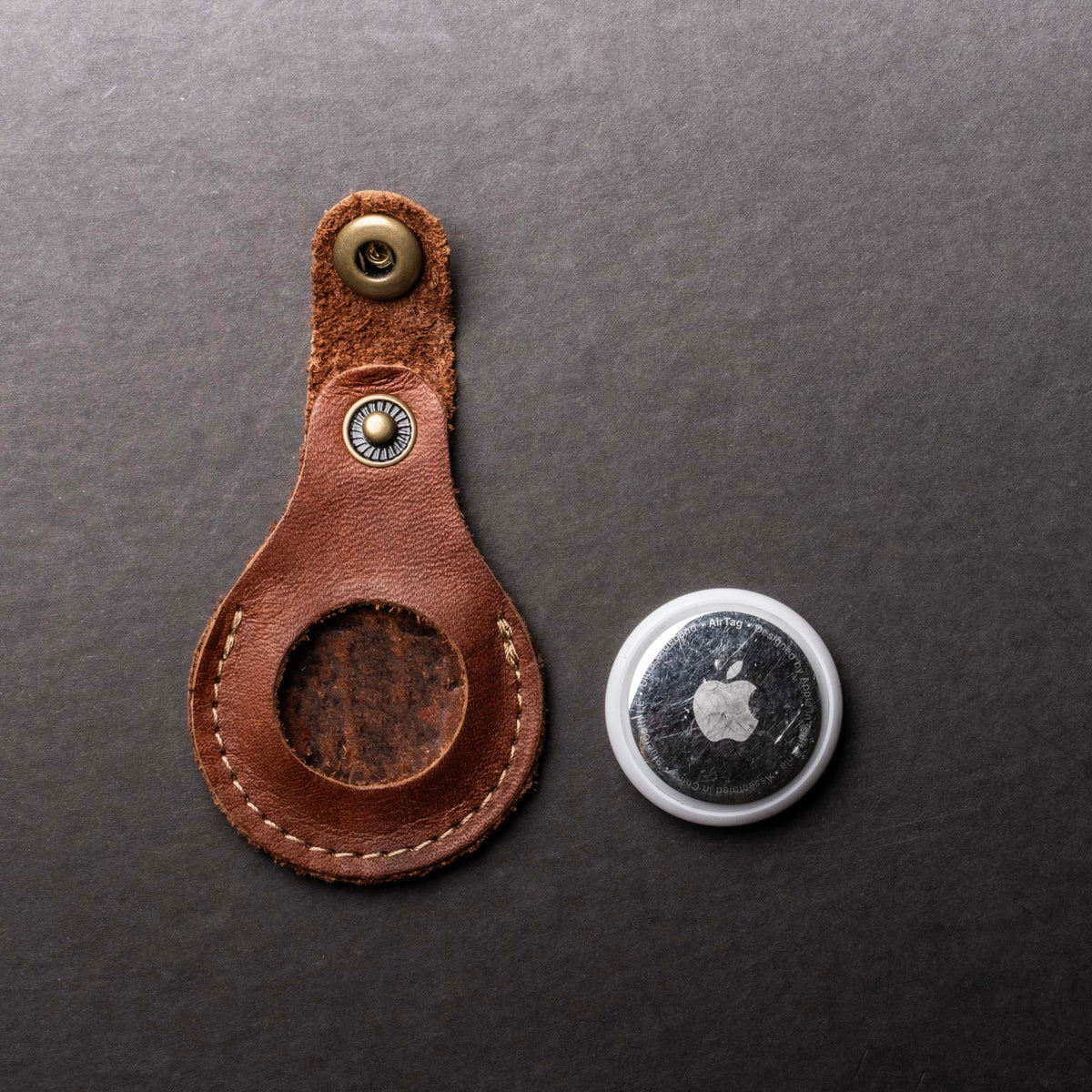 The Beacon Leather Air Tag Keychain