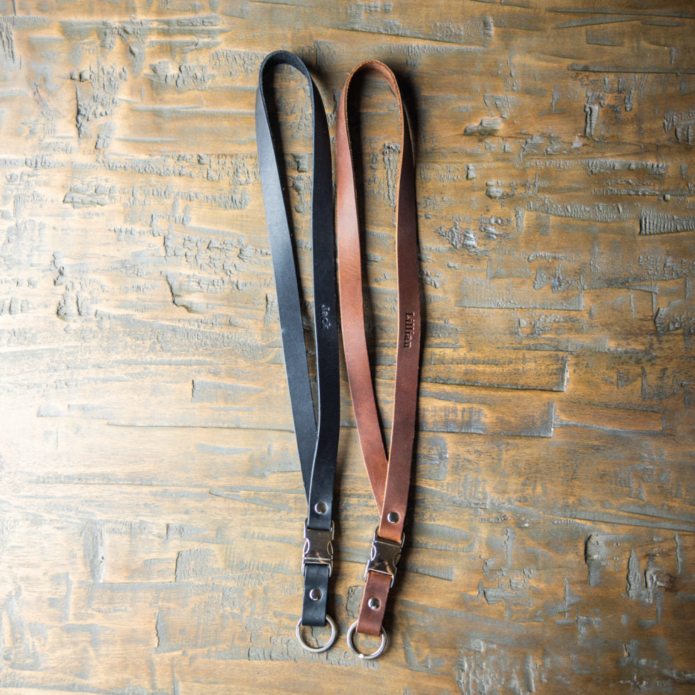 Personalized Leather Lanyard – Badge Holder - The Engineer Made in USA, Brownat Holtz Leather