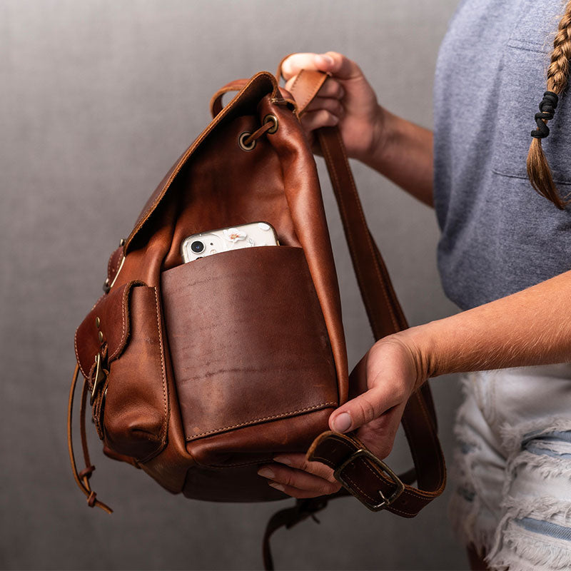 The Emerson Womens Fine Leather Backpack Purse in Brown Holtz Leather