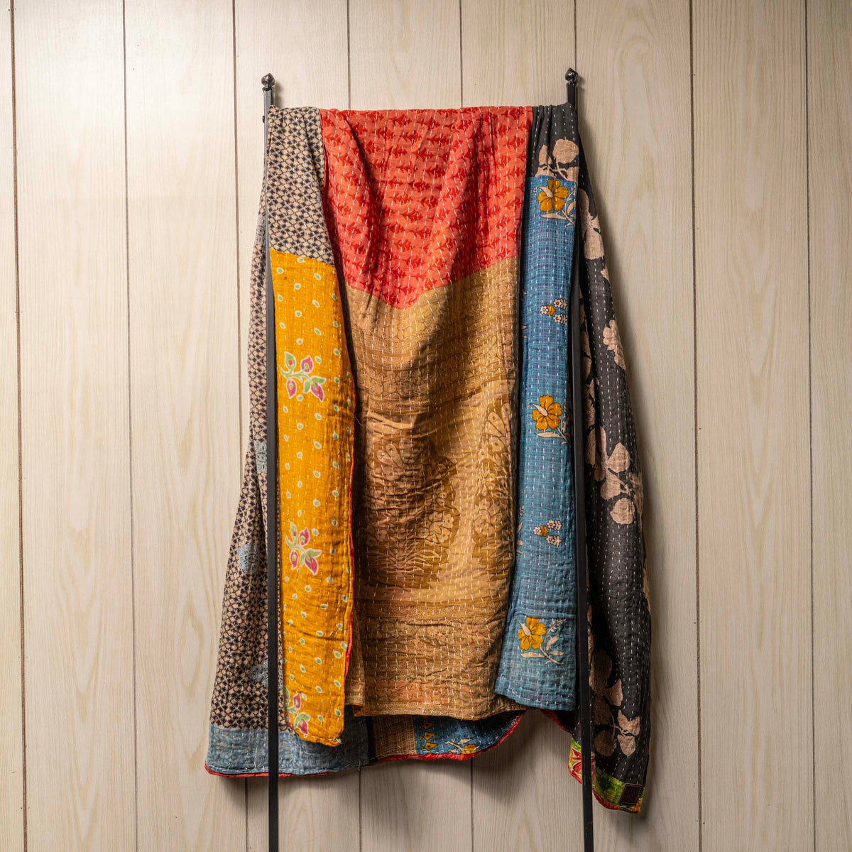 Kantha India Blanket One-of-a-Kind Handcrafted Quilted Pattern Throw ~ No. K-00004