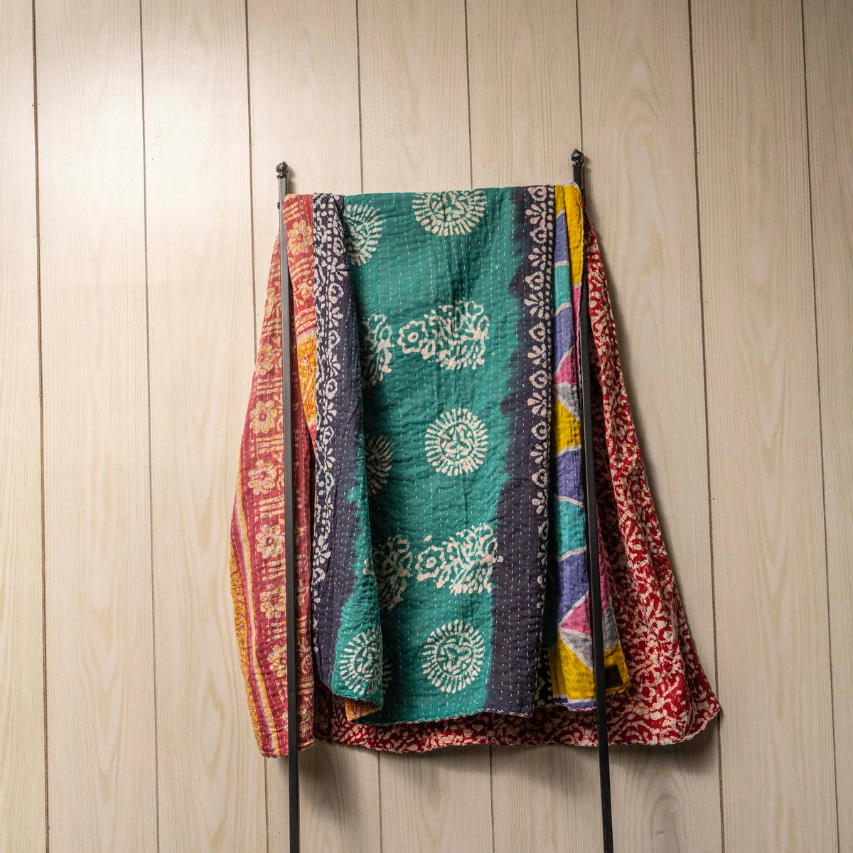 Kantha India Blanket One-of-a-Kind Handcrafted Quilted Pattern Throw ~ No. K-00007