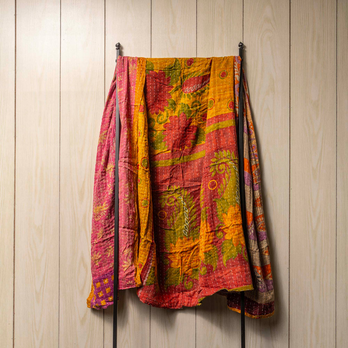 Kantha India Blanket One-of-a-Kind Handcrafted Quilted Pattern Throw ~ No. K-00008