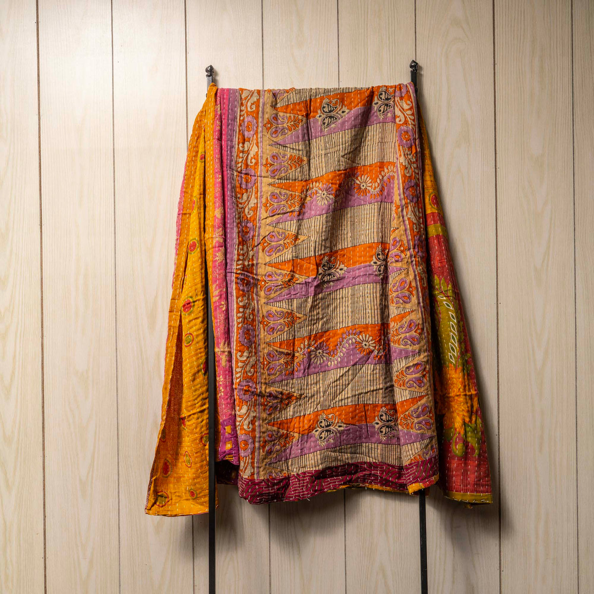 Kantha India Blanket One-of-a-Kind Handcrafted Quilted Pattern Throw ~ No. K-00008