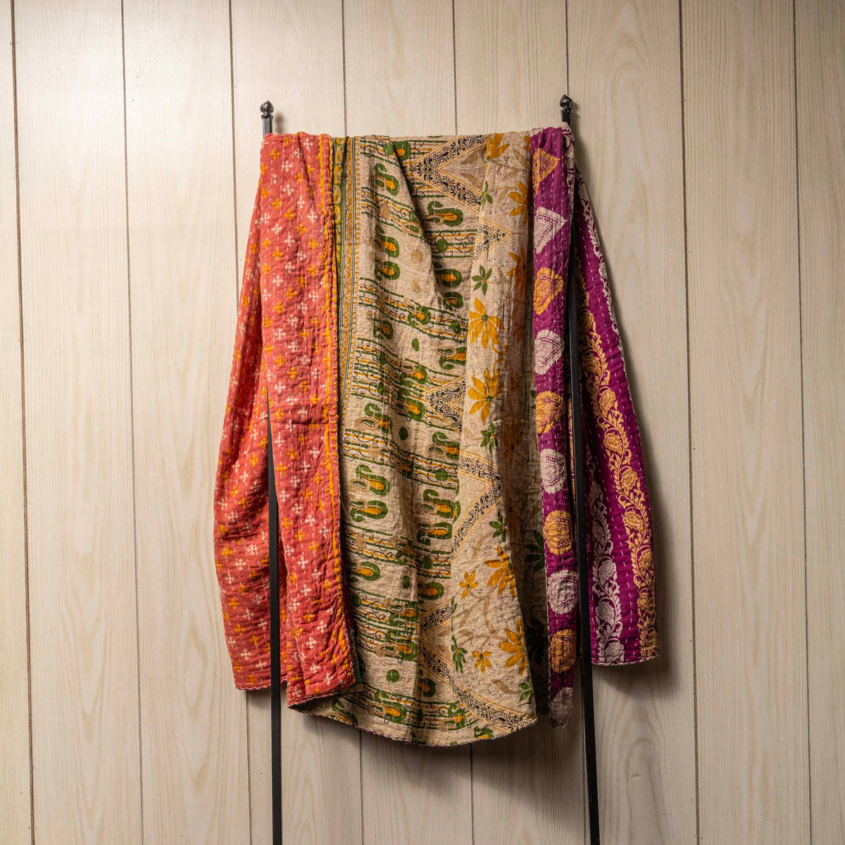 Kantha India Blanket One-of-a-Kind Handcrafted Quilted Pattern Throw ~ No. K-00015