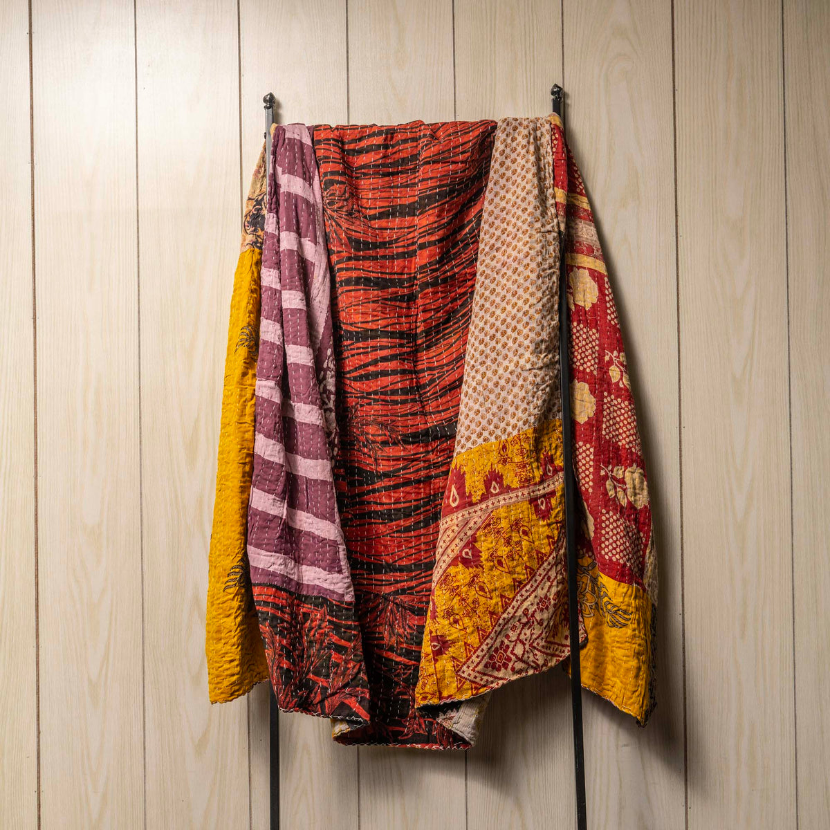 Kantha India Blanket One-of-a-Kind Handcrafted Quilted Pattern Throw ~ No. K-00016