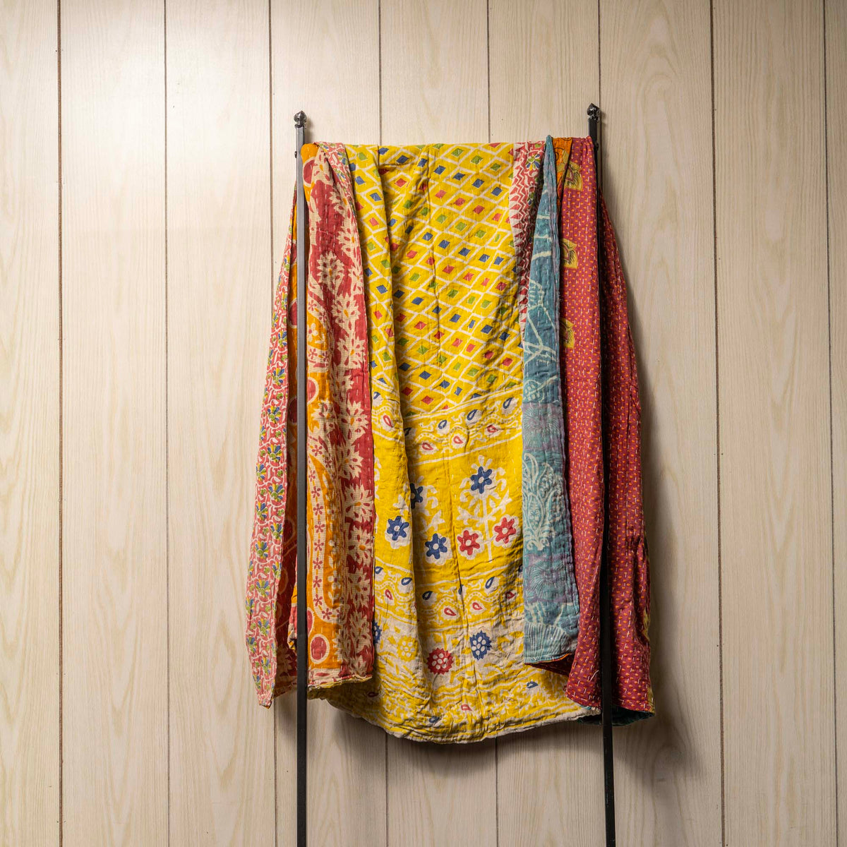 Kantha India Blanket One-of-a-Kind Handcrafted Quilted Pattern Throw ~ No. K-00018