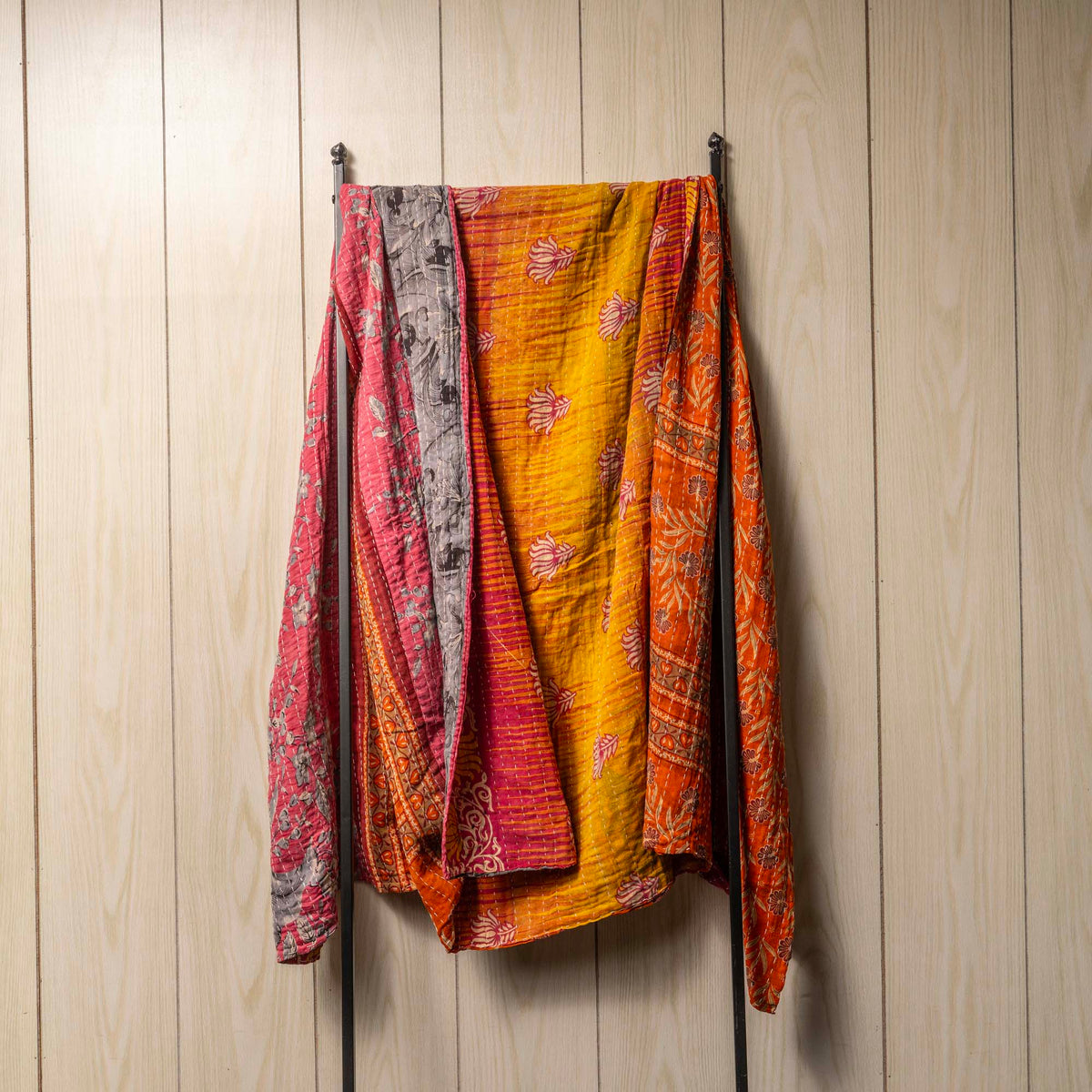 Kantha India Blanket One-of-a-Kind Handcrafted Quilted Pattern Throw ~ No. K-00020