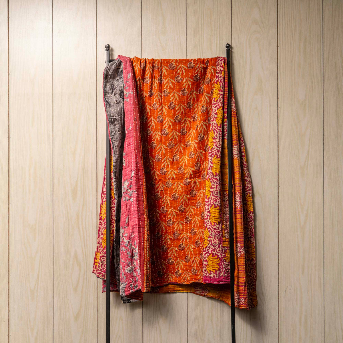 Kantha India Blanket One-of-a-Kind Handcrafted Quilted Pattern Throw ~ No. K-00020