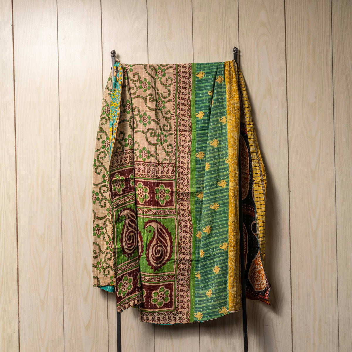 Kantha India Blanket One-of-a-Kind Handcrafted Quilted Pattern Throw ~ No. K-00021