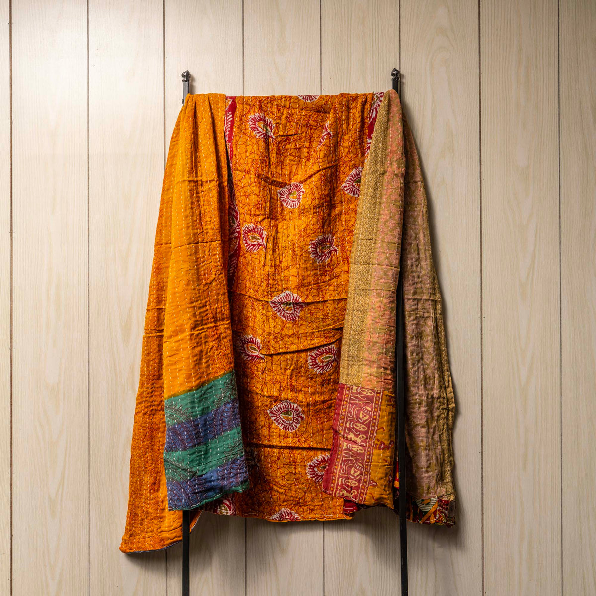 Kantha India Blanket One-of-a-Kind Handcrafted Quilted Pattern Throw ~ No. K-00023