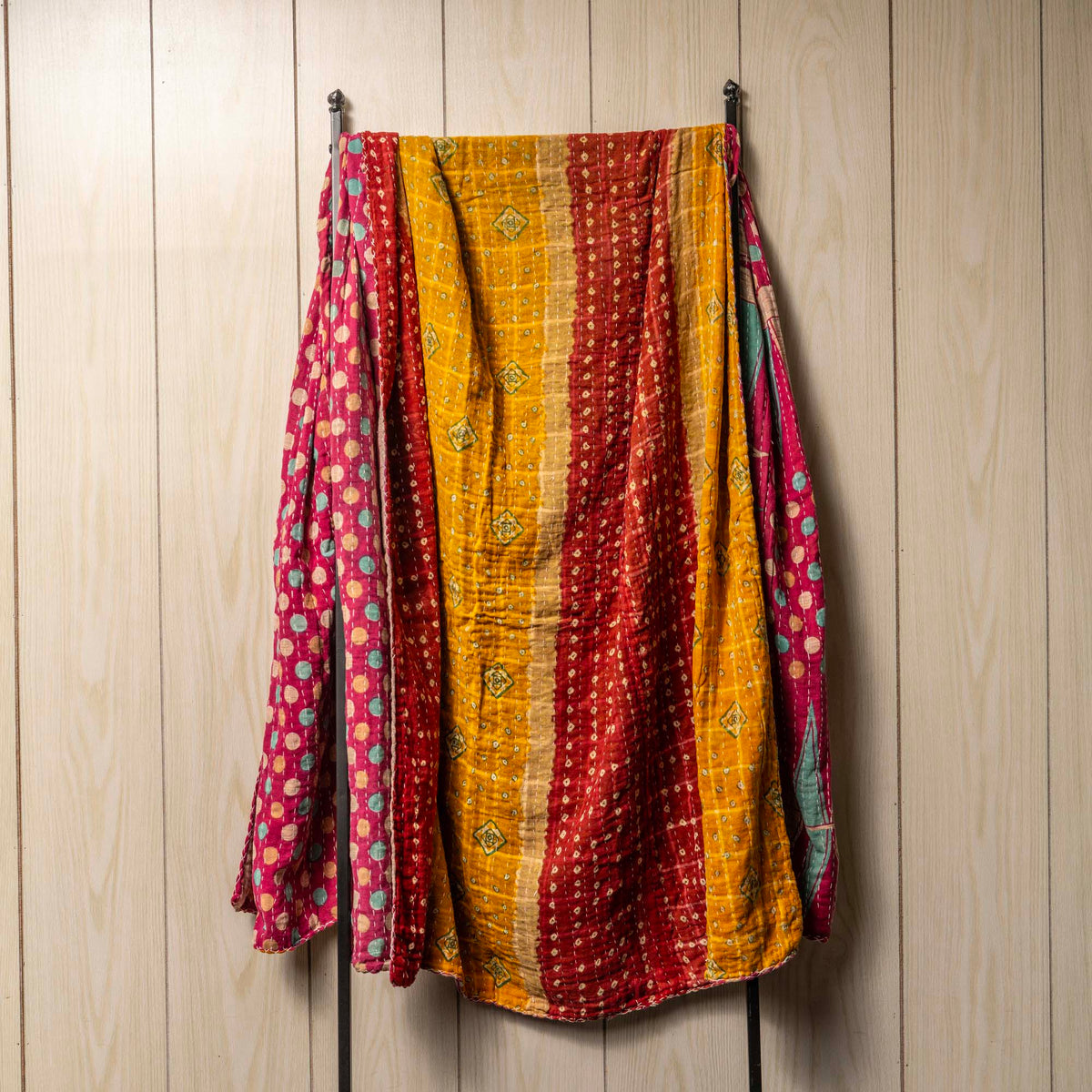 Kantha India Blanket One-of-a-Kind Handcrafted Quilted Pattern Throw ~ No. K-00025