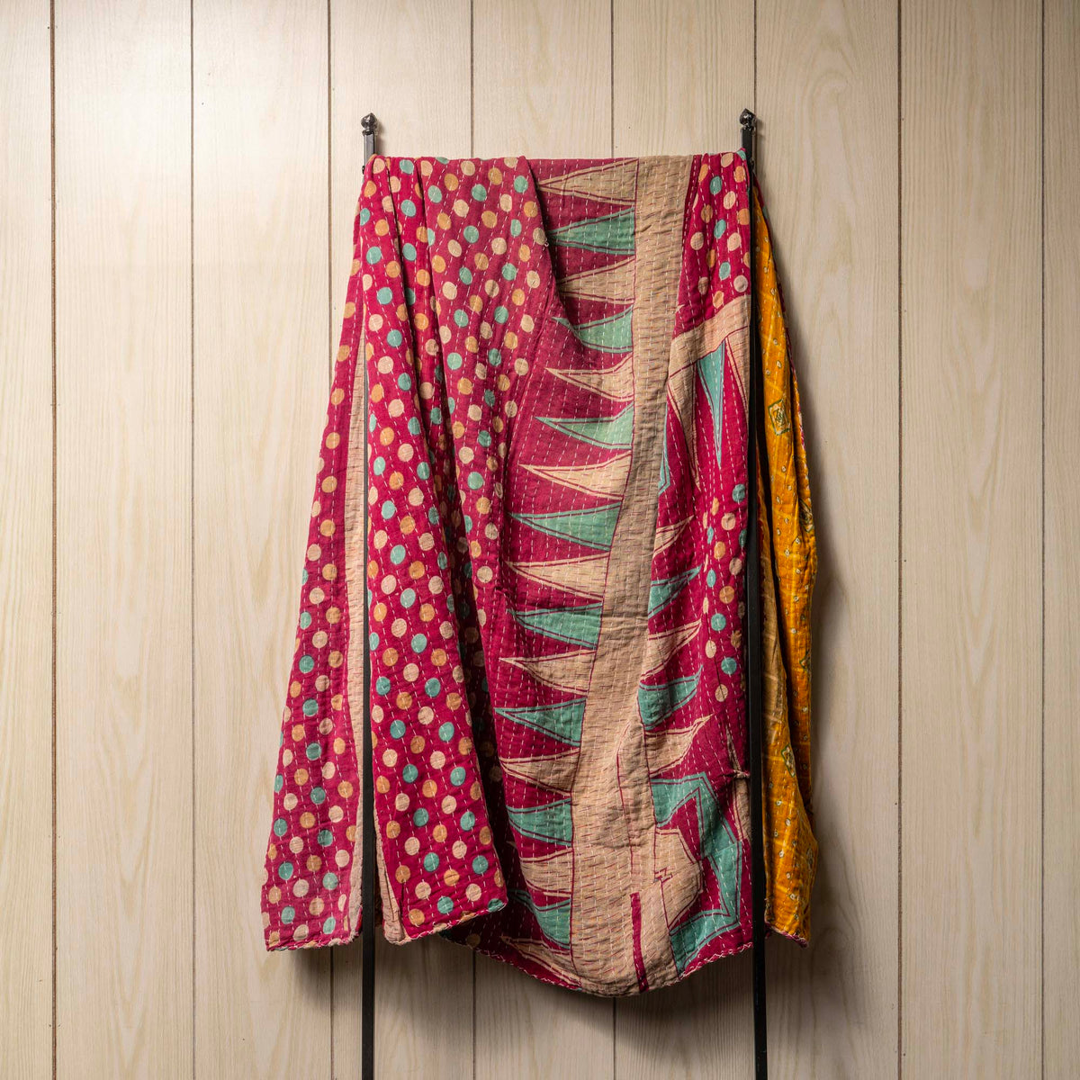 Kantha India Blanket One-of-a-Kind Handcrafted Quilted Pattern Throw ~ No. K-00025