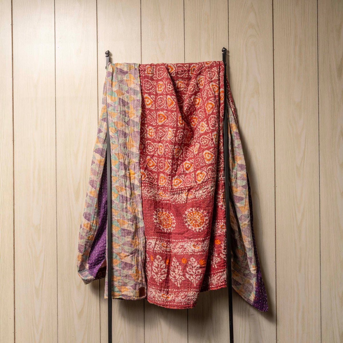 Kantha India Blanket One-of-a-Kind Handcrafted Quilted Pattern Throw ~ No. K-00028