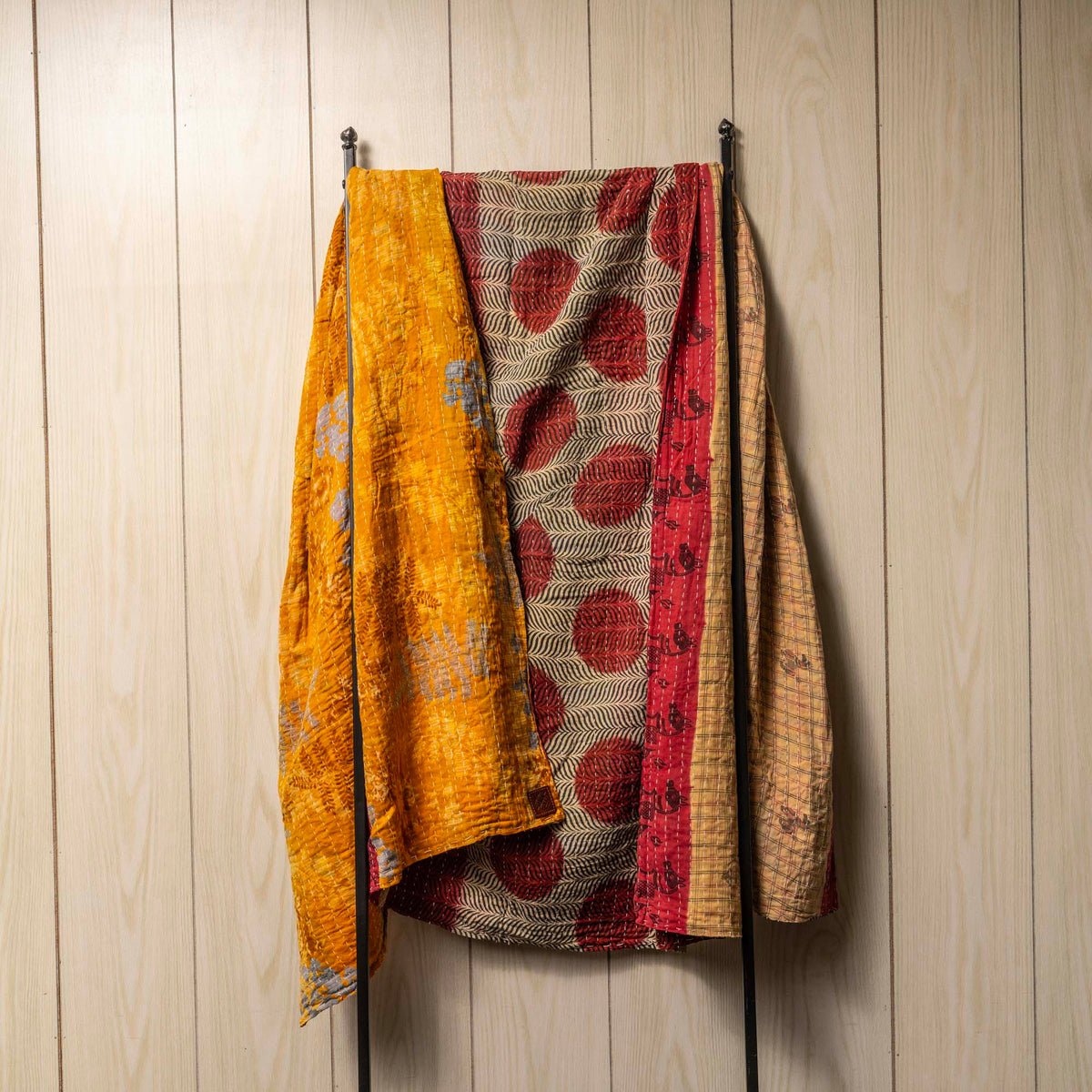 Kantha India Blanket One-of-a-Kind Handcrafted Quilted Pattern Throw ~ No. K-00029