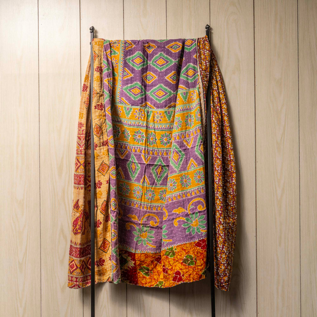 Kantha India Blanket One-of-a-Kind Handcrafted Quilted Pattern Throw ~ No. K-00032