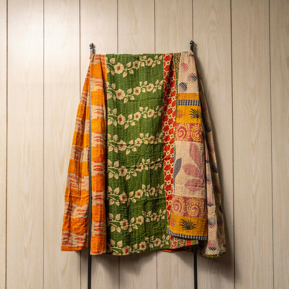 Kantha India Blanket One-of-a-Kind Handcrafted Quilted Pattern Throw ~ No. K-00037