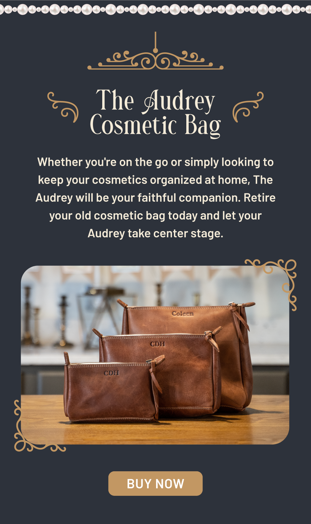 The Audrey Fine Leather Makeup Bag