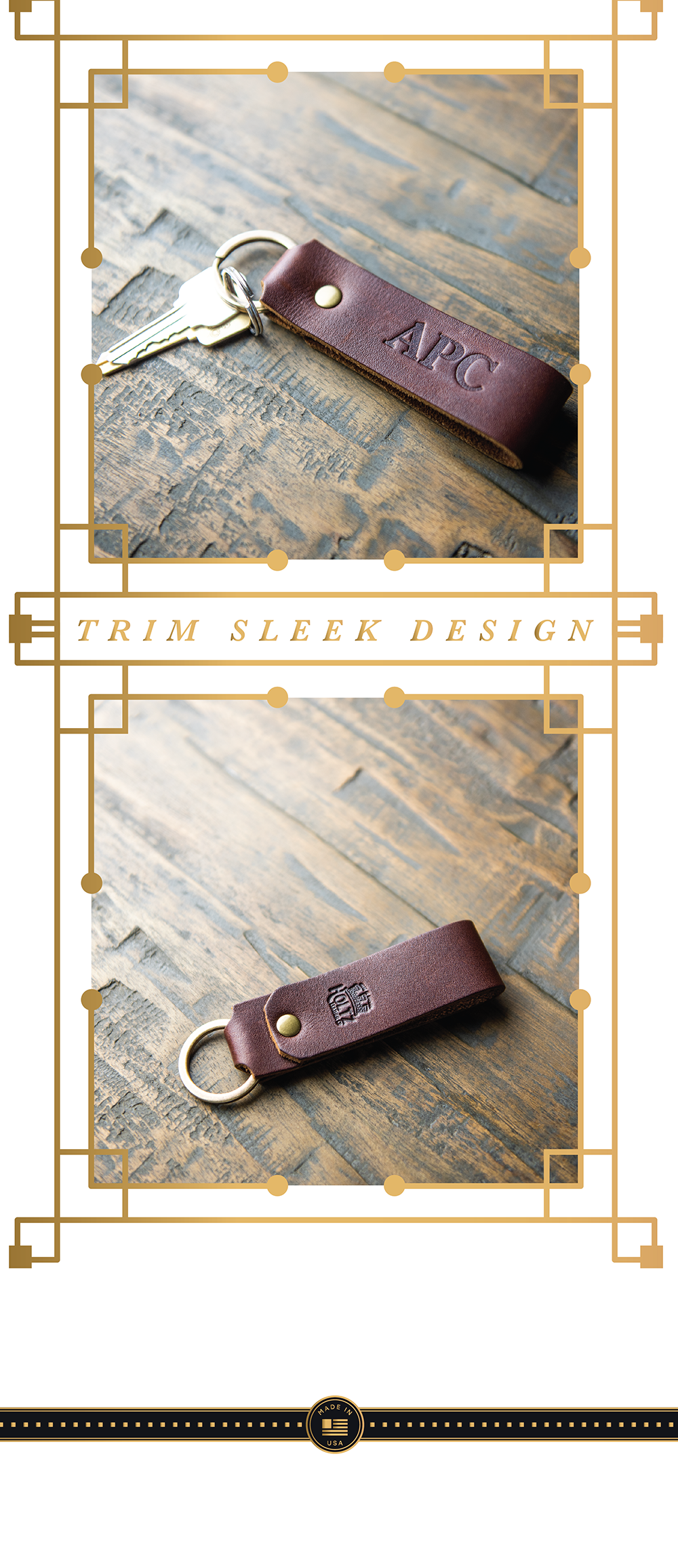 Personalized Fine Leather keychain Key Chain Key ring - The Tucker