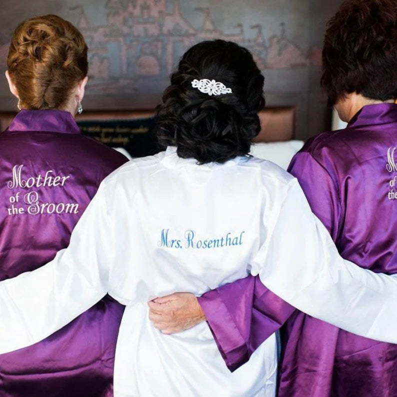 The SILKY SATIN Personalized Bridesmaid Bridal Party Robes - Bridal Party Robes - Getting Ready Robes - Monogrammed Wedding Robe - Wedding