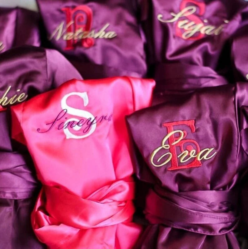 The SILKY SATIN Personalized Bridesmaid Bridal Party Robes - Bridal Party Robes - Getting Ready Robes - Monogrammed Wedding Robe - Wedding