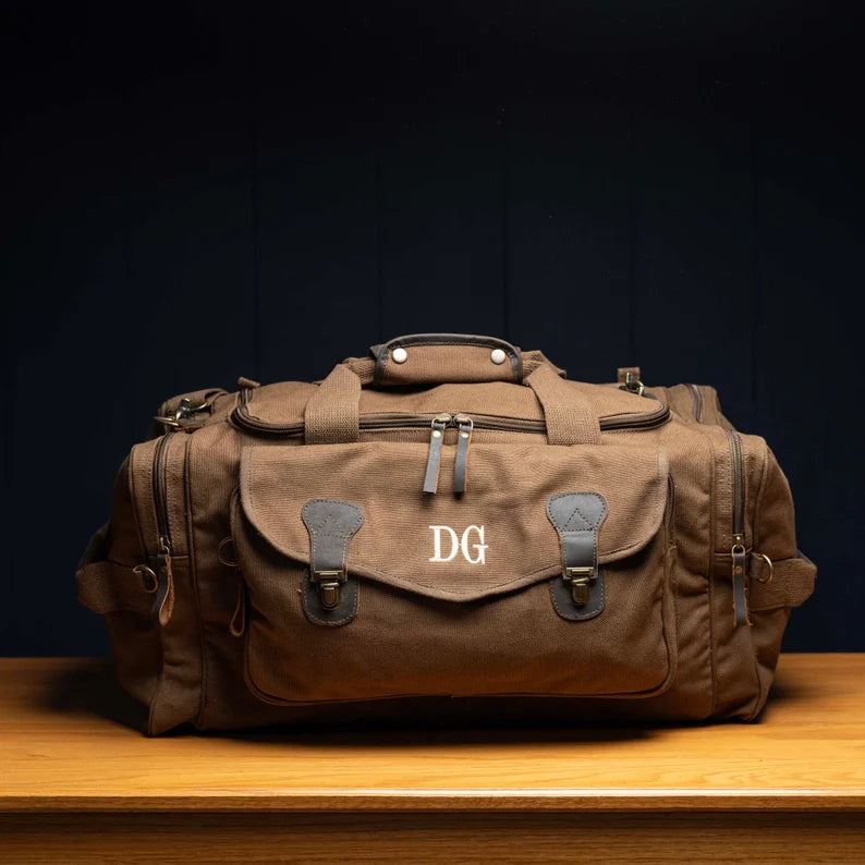 Personalized Canvas Weekender Travel Duffle Bag - Gifts for Groomsmen