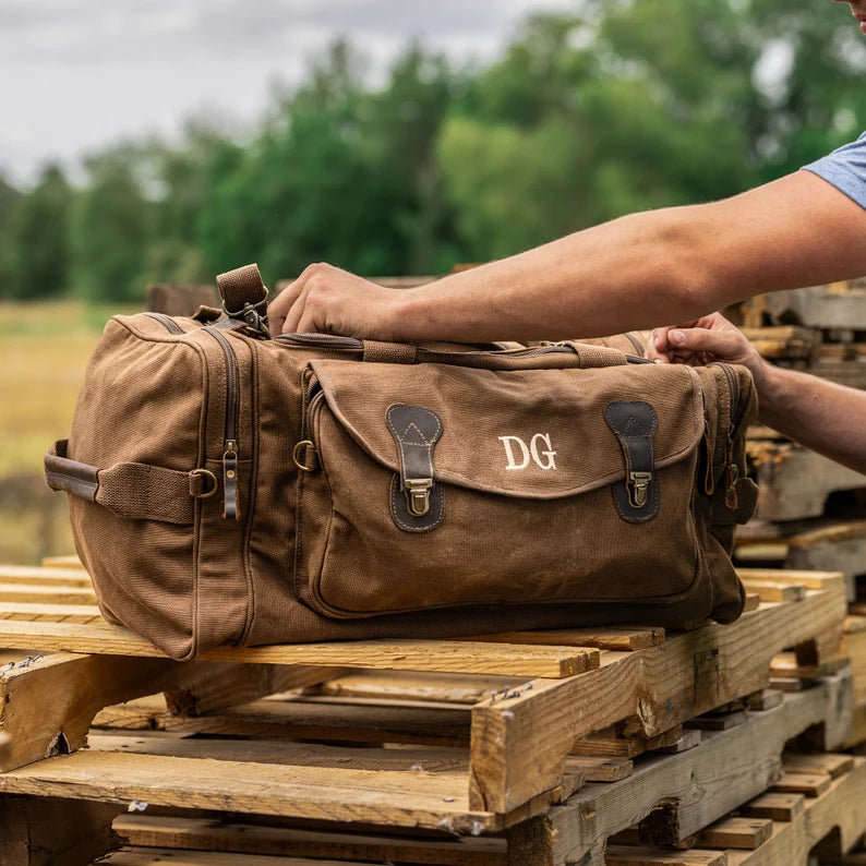 Personalized Canvas Weekender Travel Duffle Bag Gifts for Groomsmen Holtz Leather