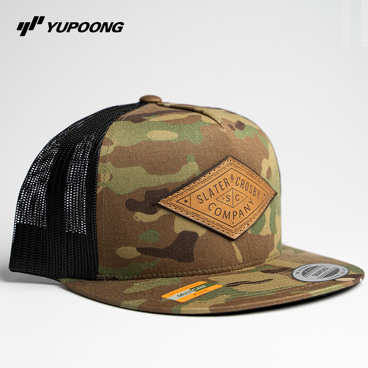 LOG Mesh 6006MC Hat Yupoong with Custom Trucker Snapback MultiCam YOUR - Leather Holtz