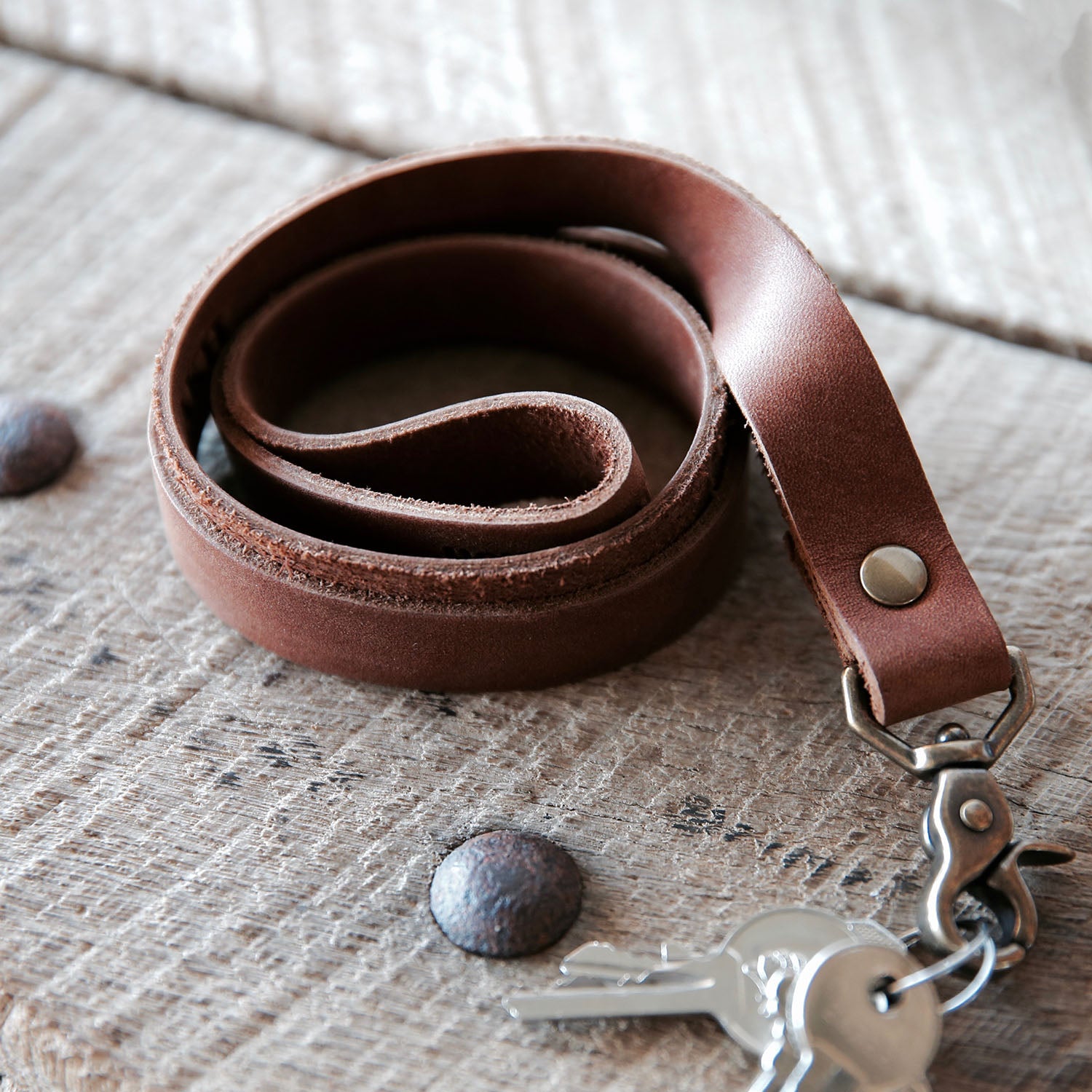 Full-Grain Leather Phone Pouch with Lanyard