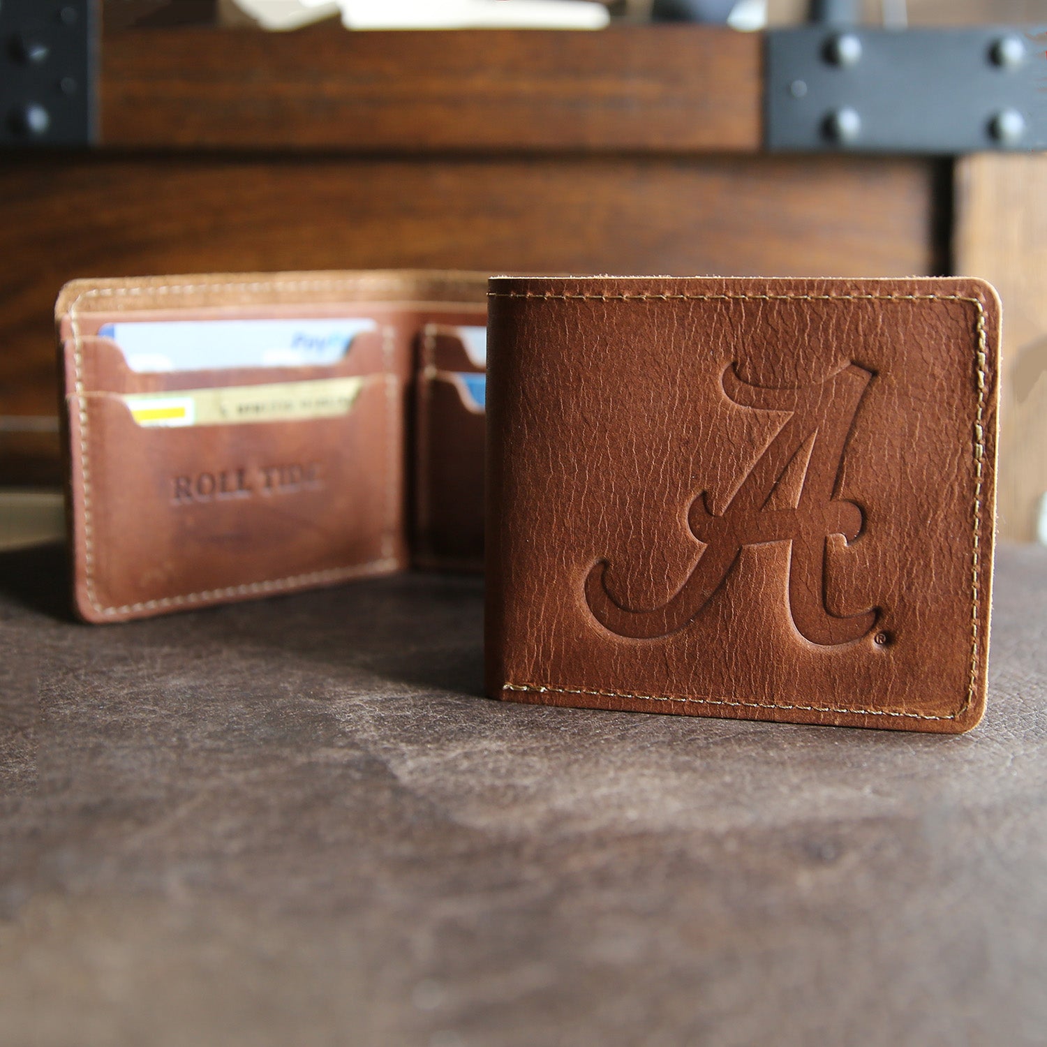 The Blitz Collegiate Can Coozie Alabama & Auburn - Full-Grain Leather -  Holtz Leather