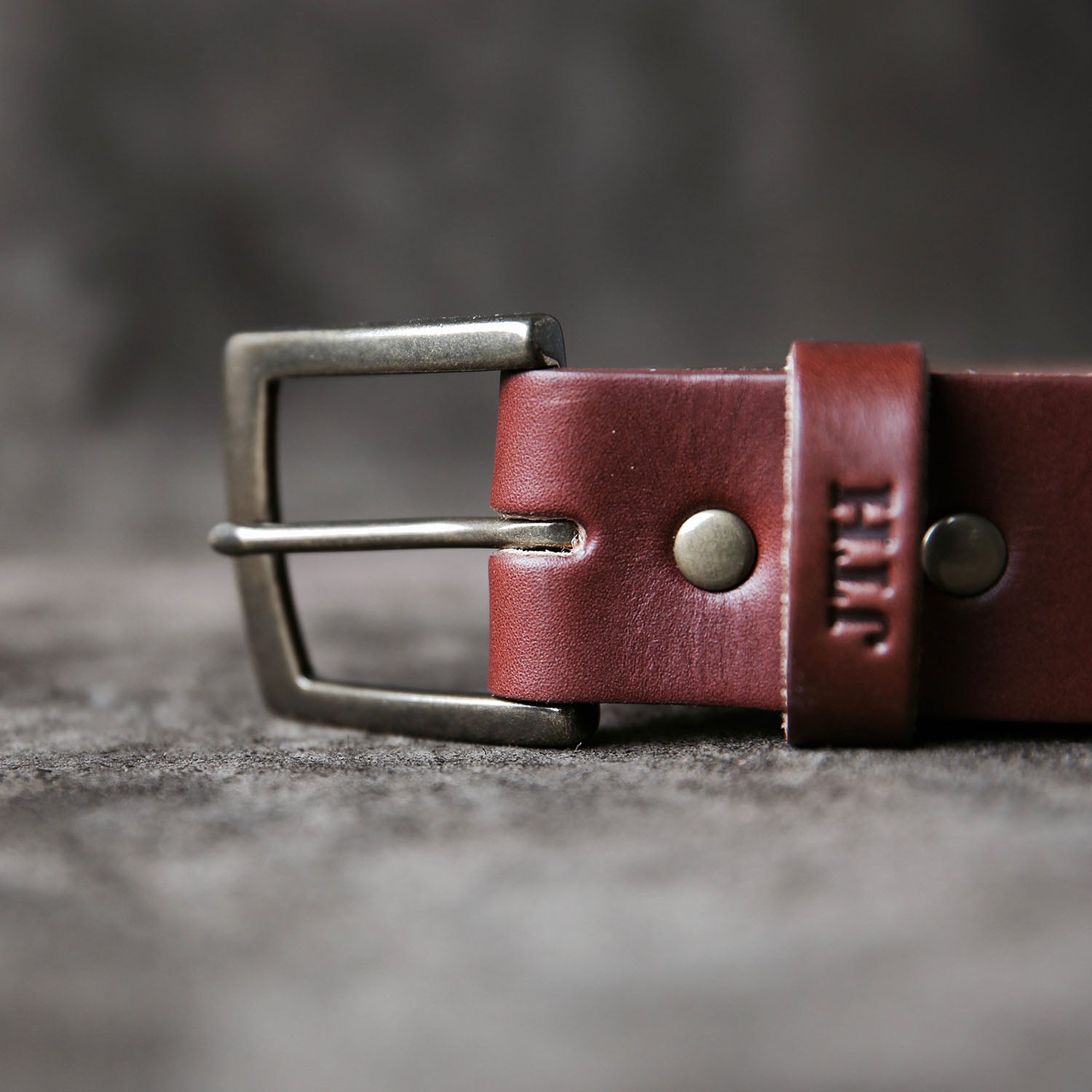 Fixed belt with custom oval buckle, Belts, Men's