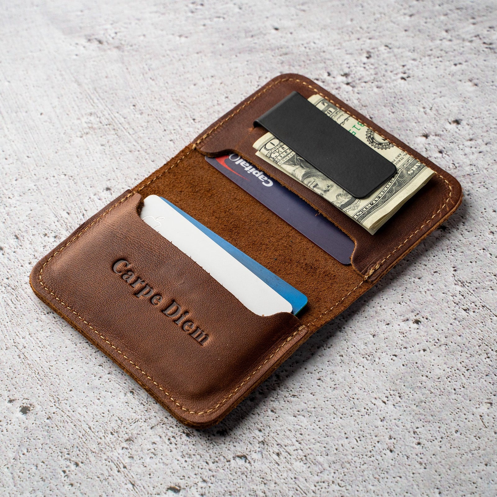 The Jefferson Personalized Fine Leather Card Holder Wallet - Holtz