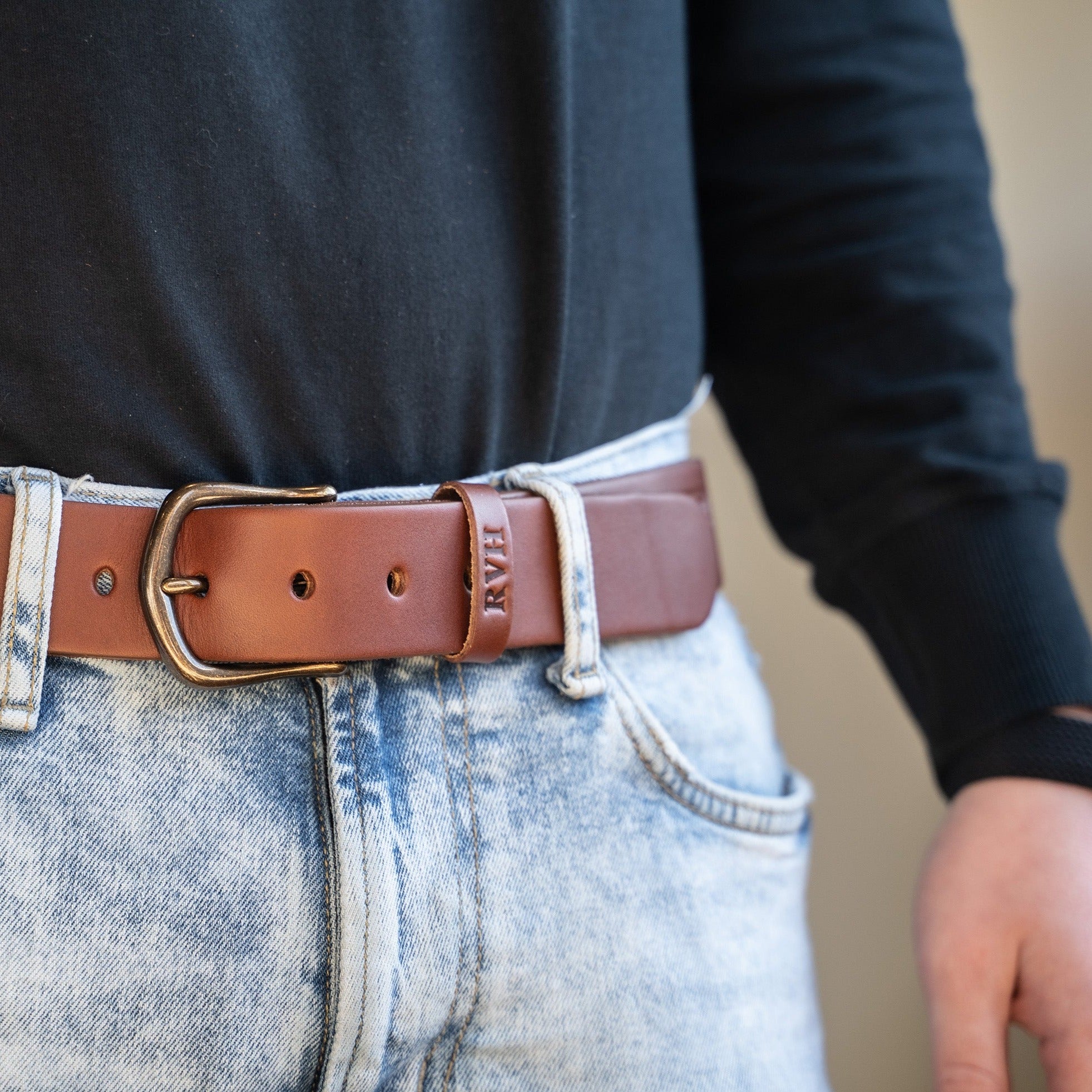 Men's High Quality K Letter Leather Belt