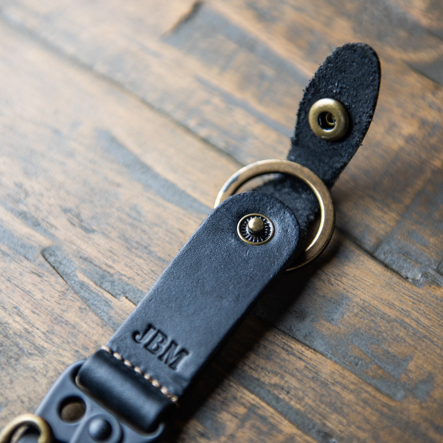 Classic Leather Keychain, Elegant Black