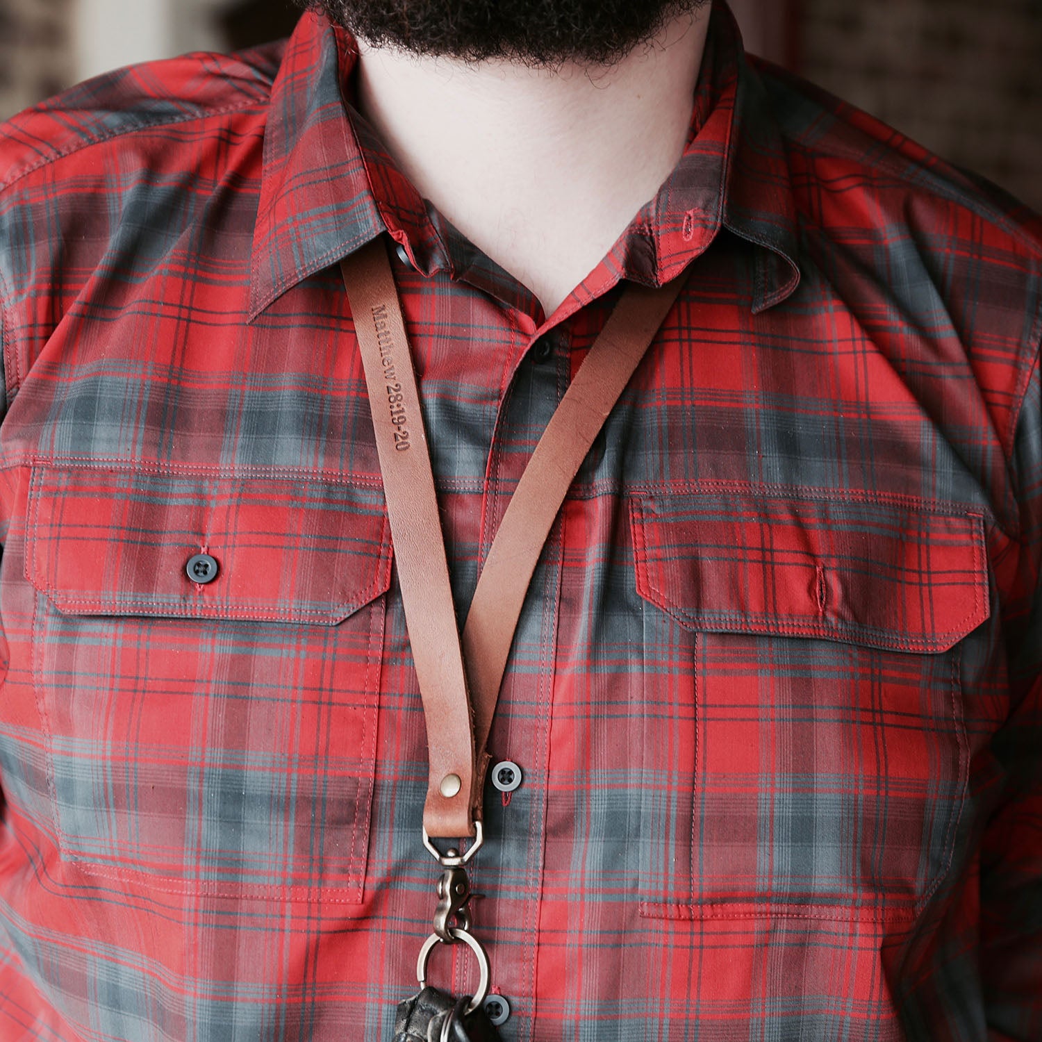 Personalized Leather Lanyard Badge Holder Id Keychain Necklace