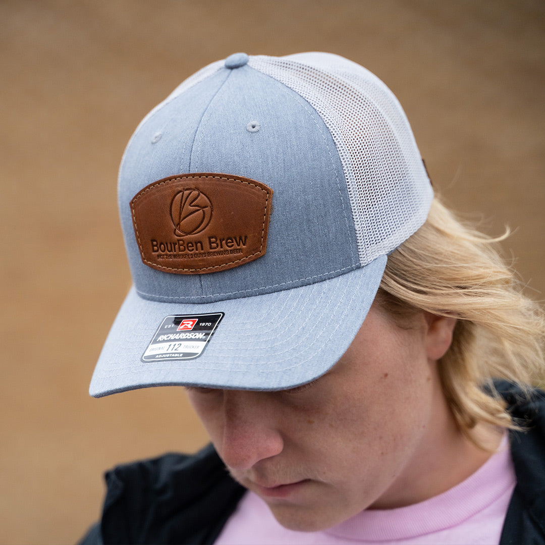 Personalized Richardson 115CH Heather Trucker Hat with Leatherette Patch -  Customized Your Way with a Logo, Monogram, or Design - Iconic Imprint