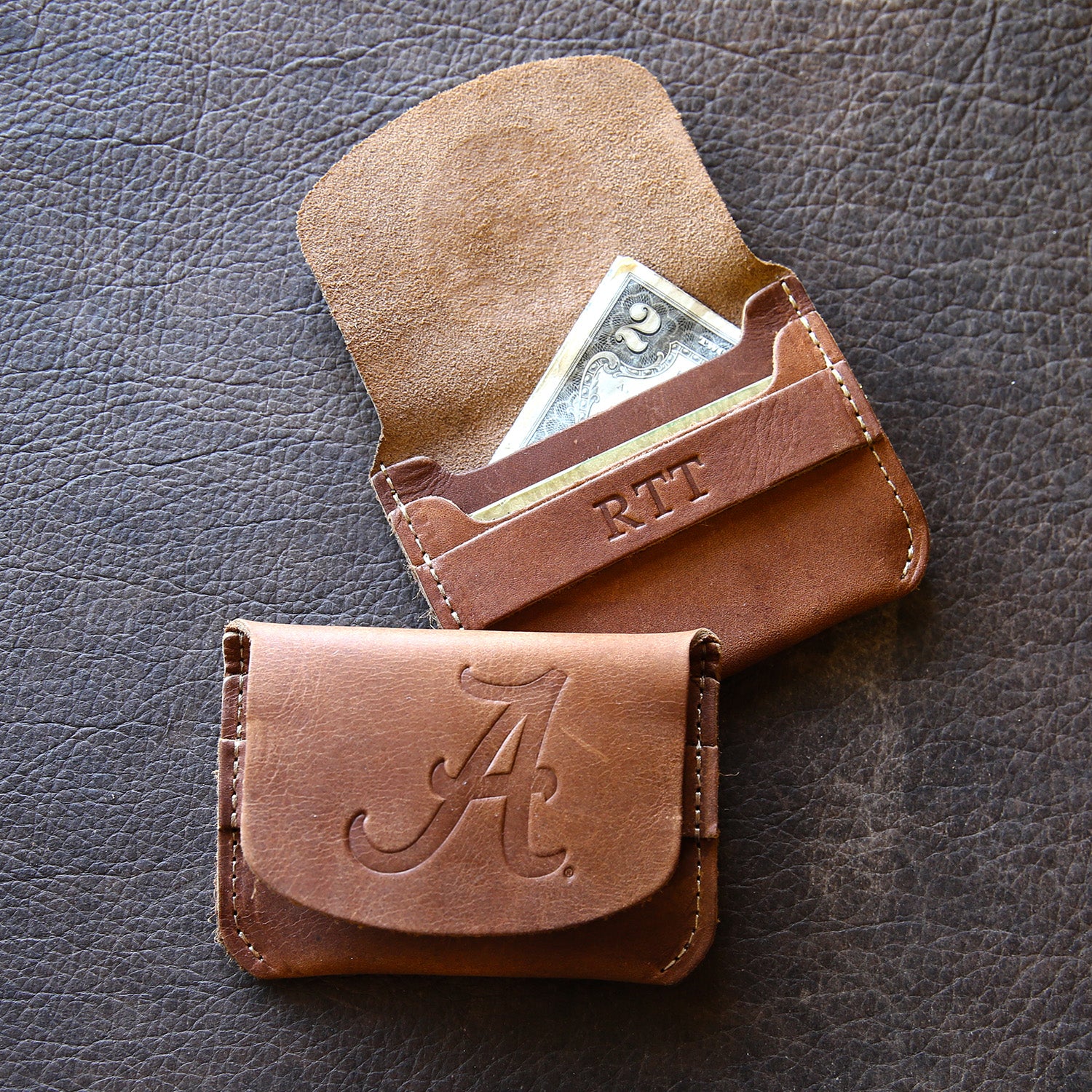 The Blitz Collegiate Can Coozie Alabama & Auburn - Full-Grain Leather -  Holtz Leather