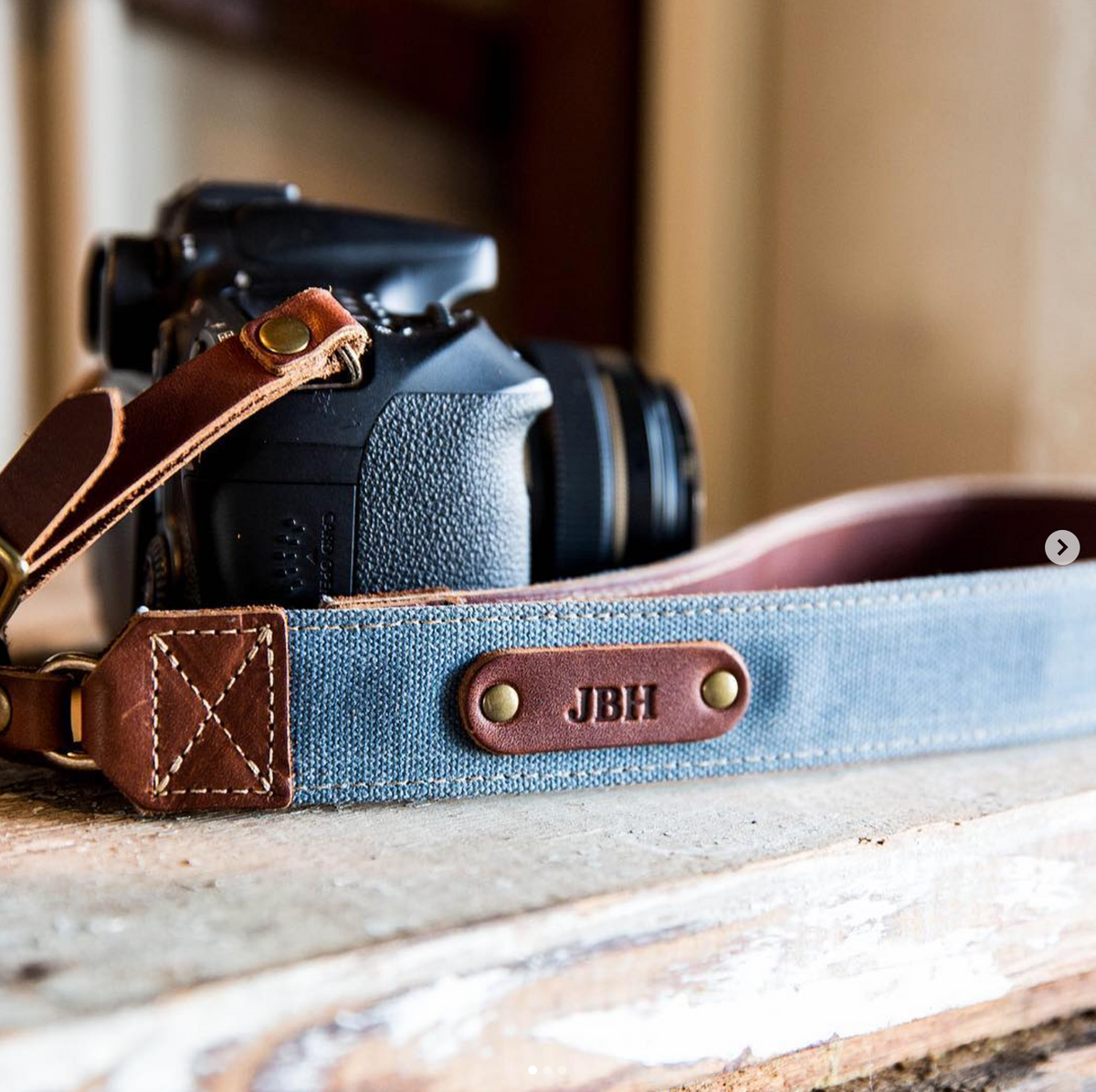 The Nomad Personalized Fine Leather &amp; Canvas Camera Strap