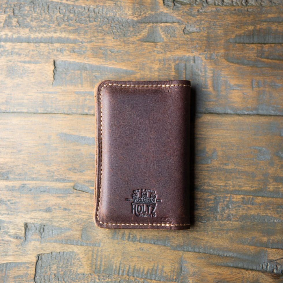 Business Card Case in Whisky Brown Leather and Blue Lining by Fort Belvedere
