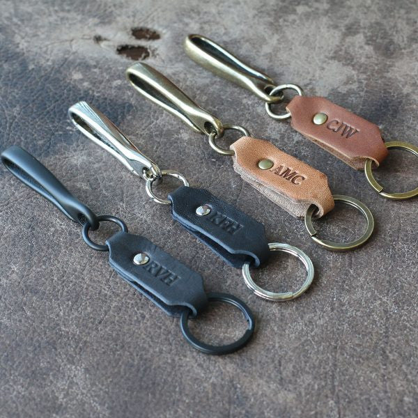 The Big Bass Personalized Fine Leather Keychain Fish Hook Key Ring Holder